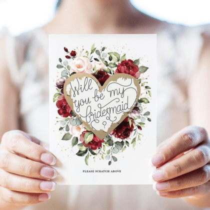 Bridesmaid Proposals: Bridal party floral scratch-off cards