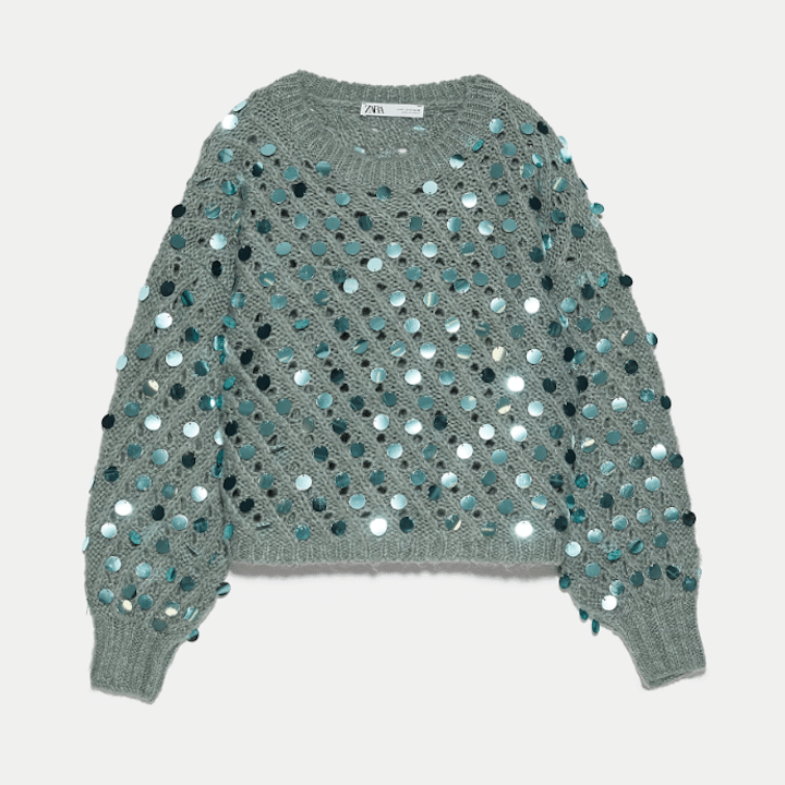 ZARA Textured Sequin Sweater