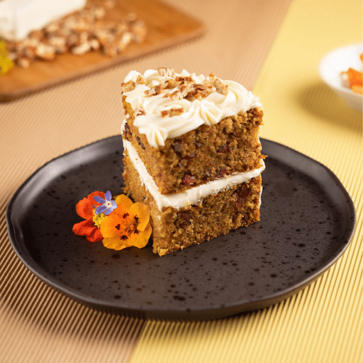 Carrot Cake With Cream Cheese Frosting And Pecan Nuts