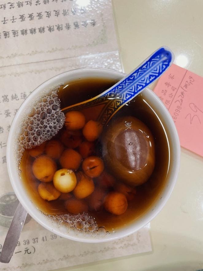 Hong Kong Dessert: Herbal Tea Soup With Lotus Seeds And Egg