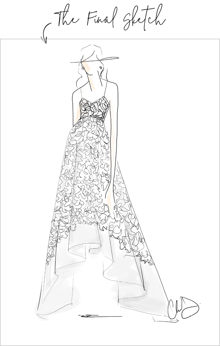 Christina Devine Bespoke Wedding Dress: Final Sketch