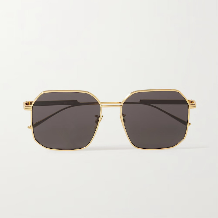 sunglasses shades sunnies summer glasses bottega veneta hexagon shaped gold frames style
