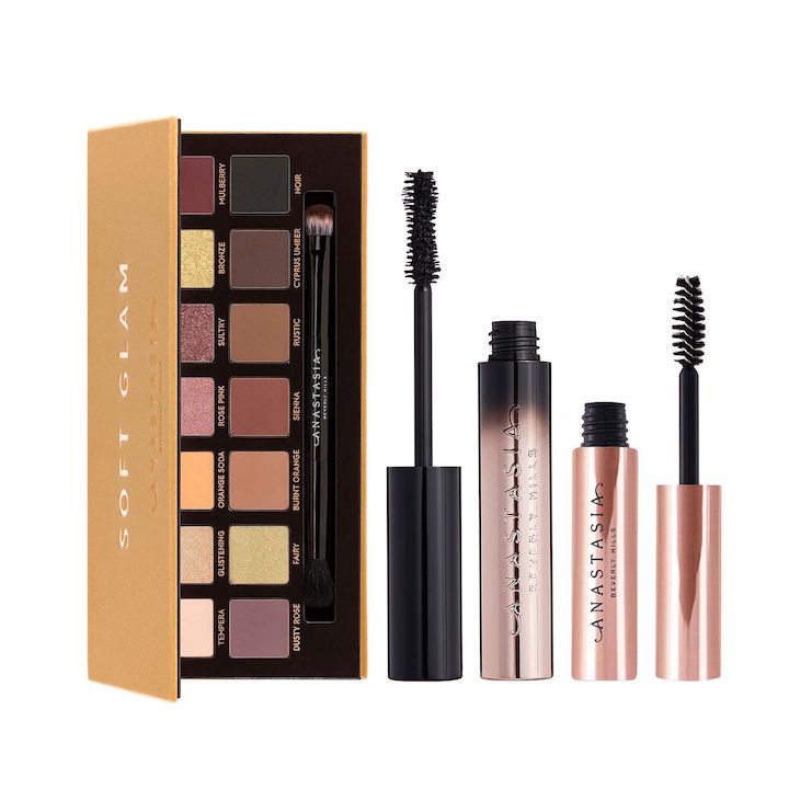 christmas gift gifts presents for her women woman girl girlfriend wife anastasia beverly hills soft glam deluxe trio kit eyeshadow palette mascara clear brow gel