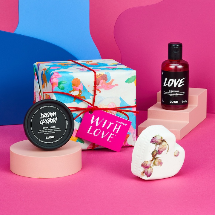 valentine's valentines day gift gifts presents ideas lush with love gift set shower gel hand body lotion bath bomb