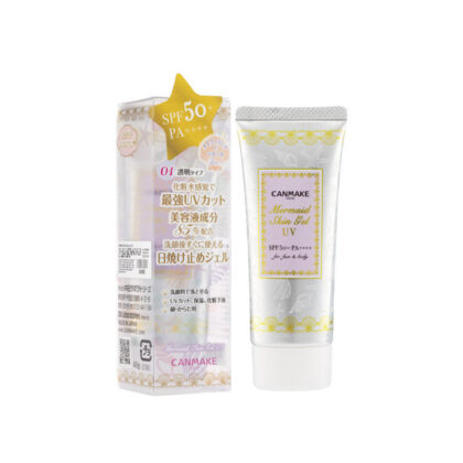 skincare routine gentle sensitive skin affordable fragrance free beauty spf sunscreen japanese canmake mermaid skin gel uv 01 clear