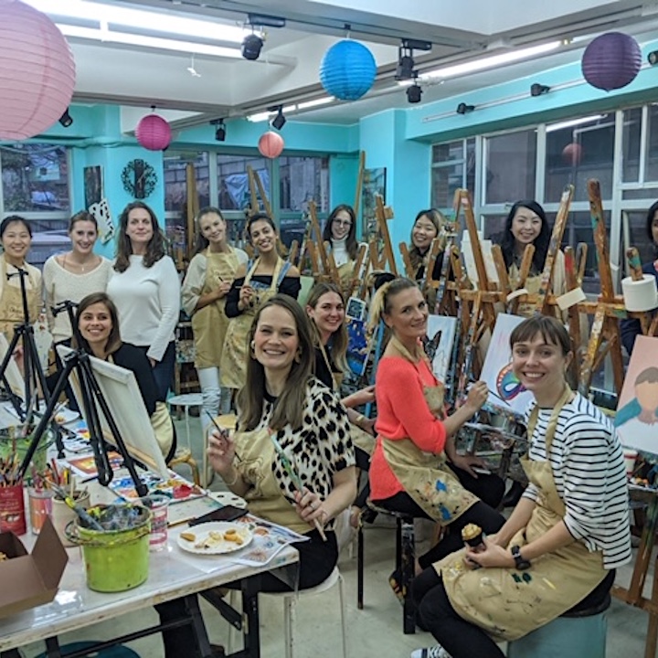 team building activities activity group outing bonding collegues coworkers office corporate art crafts painting art jamming choco lart studio