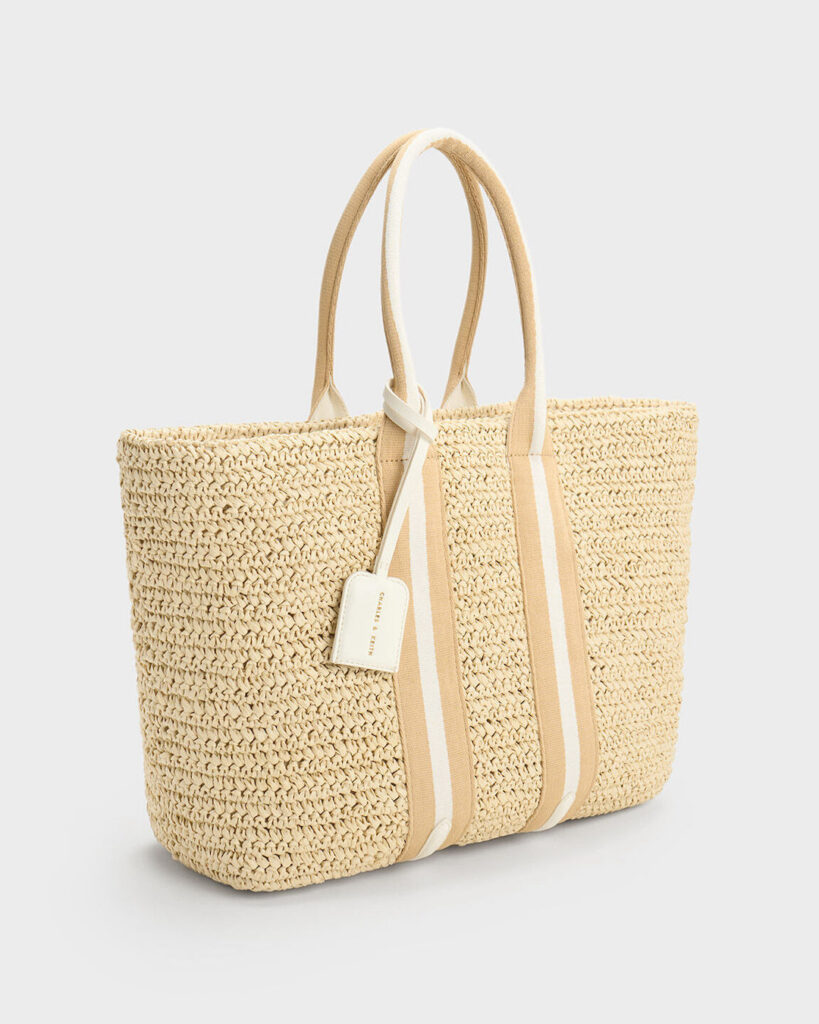 hong kong summer outfits ideas hot heat humid humidity lightweight style junk pool beach day striped handles raffia tote bag white charles and keith