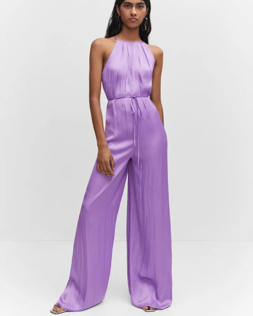 wedding guest outfit ideas hong kong fashion style different timeless classy mango halter neck satin jumpsuit pastel purple