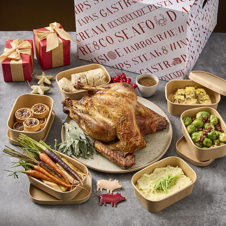 2023 Christmas Takeaway Sets, Christmas Catering: Wooly Pig Christmas Whole Turkey and Ham Family Meal Takeaway