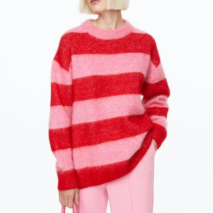 best christmas jumpers hong kong ugly sweaters holiday festive knitwear winter woollen cardigans 2023 H&M oversized wool blend jumper red striped