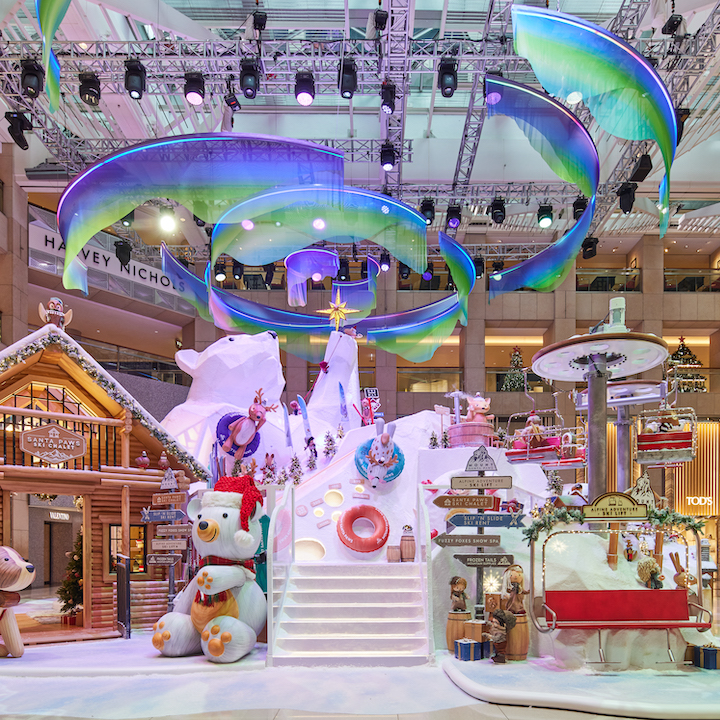 christmas lights hong kong decorations festive displays installations december 2023 landmark atrium mount santa paws central