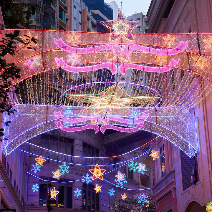 christmas lights hong kong decorations festive displays installations december 2023 lee tung avenue the wishing stars victor wong art installation christmas star