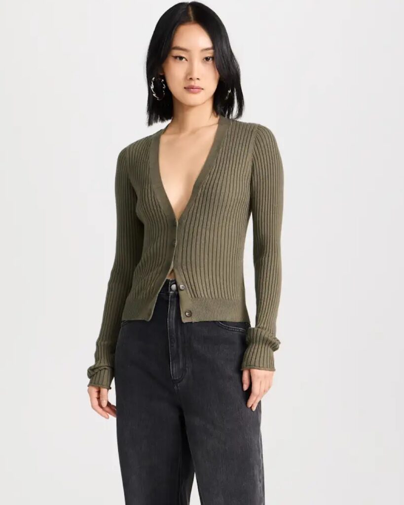 the sassy edit new products february 2024 good american rip cardigan green