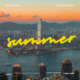 hong kong skyline at sunset with the word 'summer' overalid