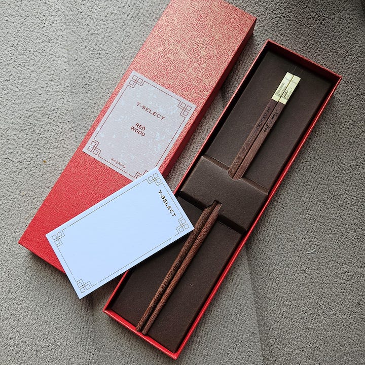 2023 Christmas Gift Guide, For Everyone: Y-Select, Hong Kong Skyline Bespoke Red Wood Chopsticks