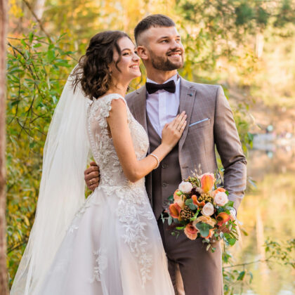 bride and groom used wedding tailors hong kong for tuxedo and formal suit
