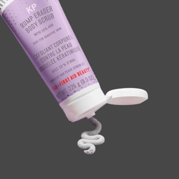 First Aid Beauty’s New KP Bump Eraser Body Scrub with 10% AHA — Strawberry