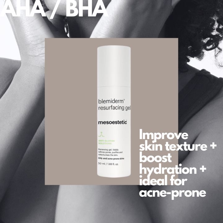 AHAs (Alpha Hydroxy Acids) exfoliate the skin's surface to improve texture, reduce fine lines and brighten, making them ideal for dry or sun-damaged skin, while BHAs (Beta Hydroxy Acids) penetrate pores to reduce acne and control oil, making them perfect for oily and acne-prone skin types.