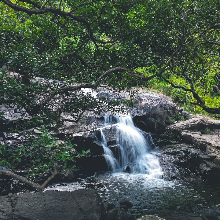 Hong Kong waterfall hikes at the Little Hawaii trail. The trail leads to Lin Yuen Terrace Falls.