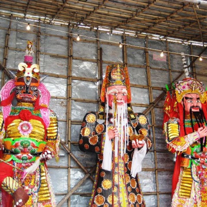 Cheung Chau Bun Festival Deities set up at Pak Tei Temple for people to ask for blessings
