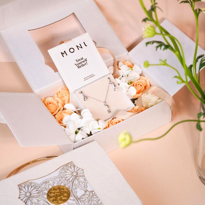 Mother's Day Gift Guide 2025 MONI Jewellery gift box with soap roses