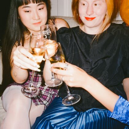 women cheers-ing champagne at a party venue in hong kong