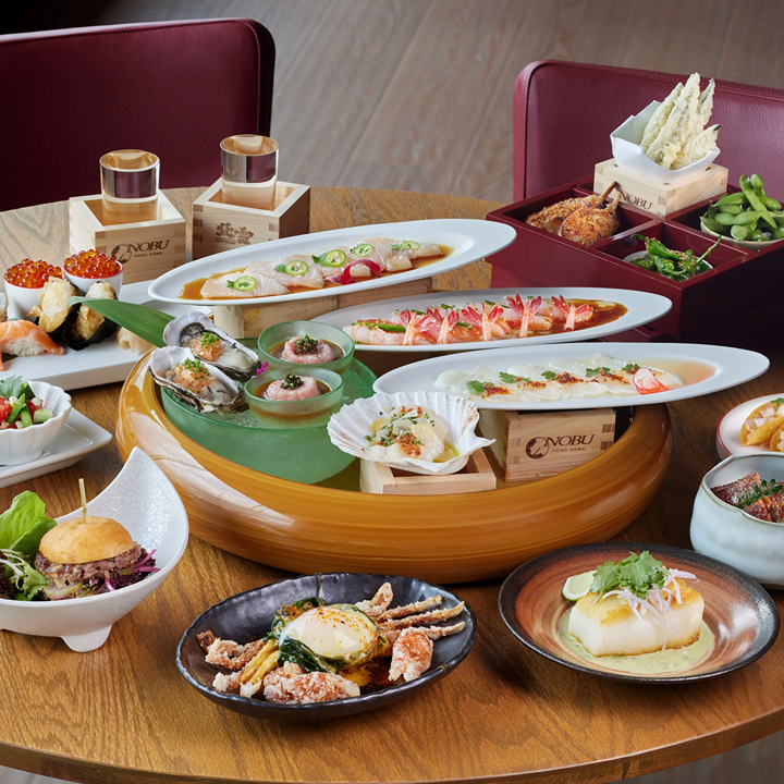 spread of dishes at nobu hong kong, best fine dining restaurants in hong kong: Nobu