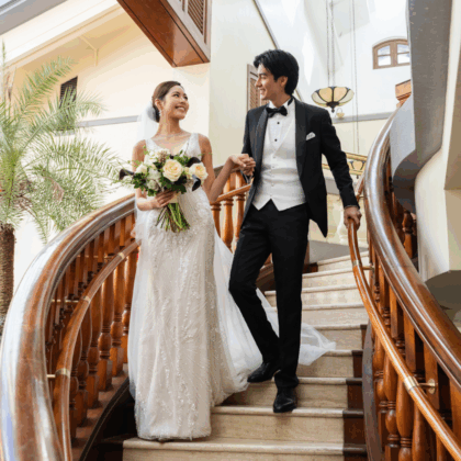 The Repulse Bay Wedding Flash Sale Couple Indoors on Wedding Day