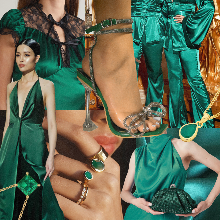 holiday party outfit inspiration green satin dress teal winter fit