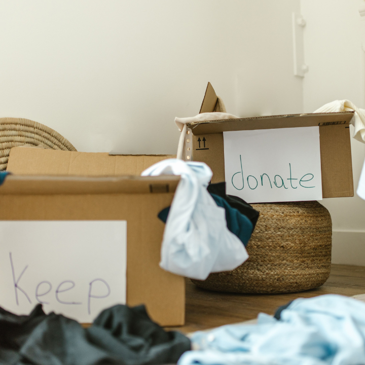 Indoor rainy day activity, decluttering and donating clothes