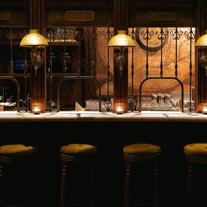 Maggie Choo's Interior - Bank Teller Counter-Turned-Cocktail Bar