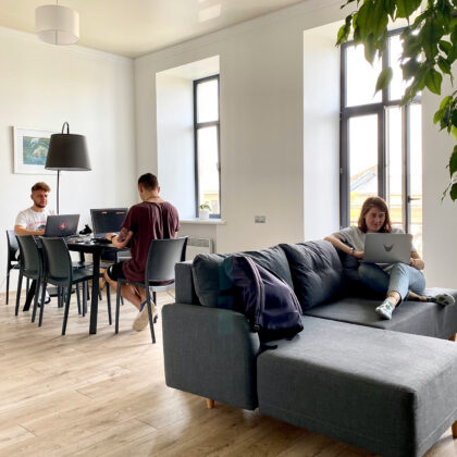 three people in a coliving space in Hong Kong, best co-living apartments in HK, rent a coliving space for short term and long term stays