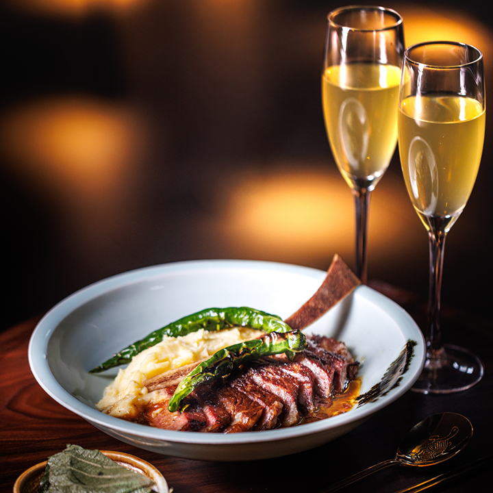 beef dish and fruit wines at YuSang, a new Korean restaurant in Central Hong Kong that introduces a new concept of Korean dining to Hong Kong