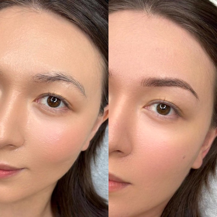Nica Beauty brows before and after treatment
