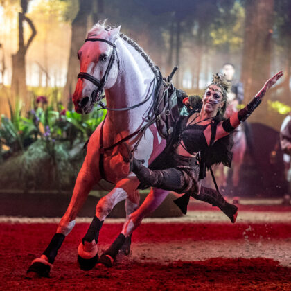 a daring scene from the CAVALLUNA: Gate To the Otherworld equestrian show making its Asian debut in Hong Kong 2026