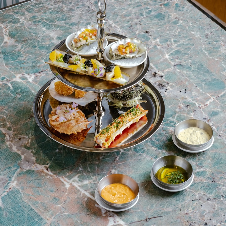 seafood tower from the new Sunday brunch at Tiffany Blue Box Cafe in Causeway Bay, Hong Kong