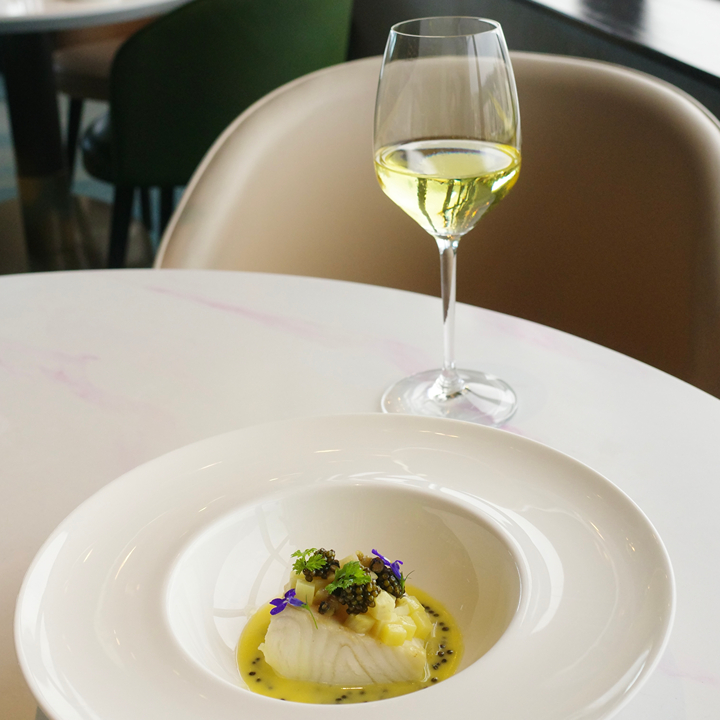 Atlantic Toothfish Loin & Champagne at SKYE Roofbar & Grill 'Paired & Shared' Champagne and Caviar dinner in Hong Kong