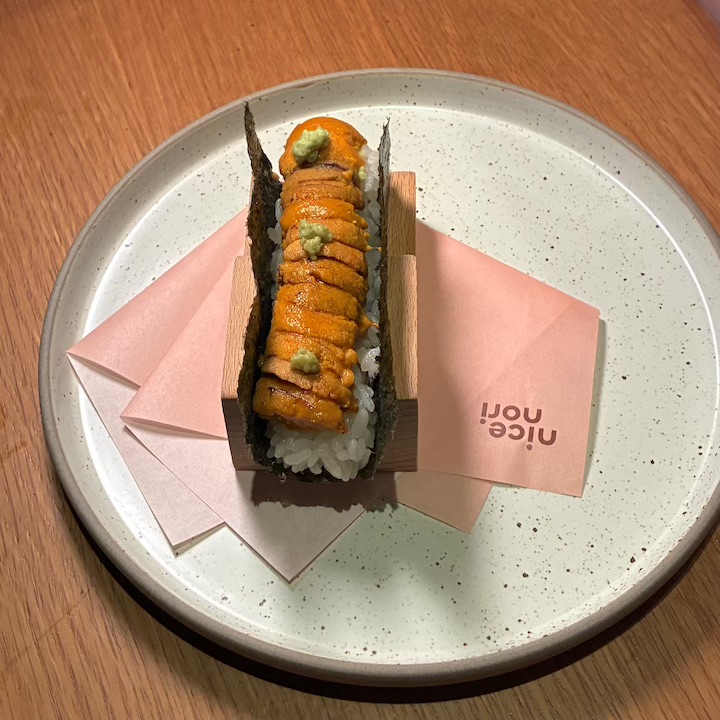 hokkaido uni handroll from nice nori, a new pop-up restaurant on elgin street in october 2026