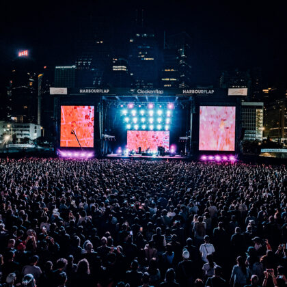 Clockenflap 2026 stage at night in Hong Kong