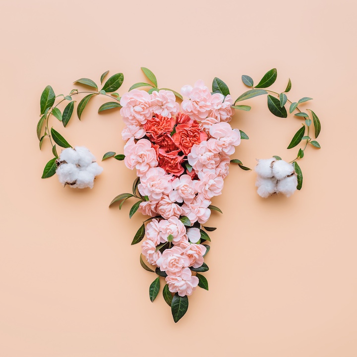 flowers arranged in the shape of a uterus for women's health