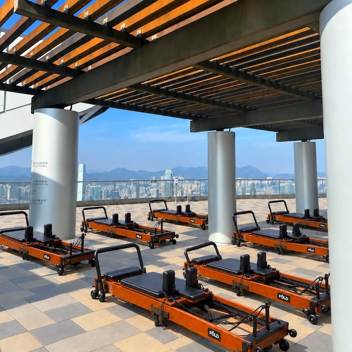 pilates reformers on the peak galleria representing a pilates festival in hong kong this saturday